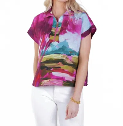 Emily Mccarthy Poppy Pullover Top In Bellamy Sunset In Pink