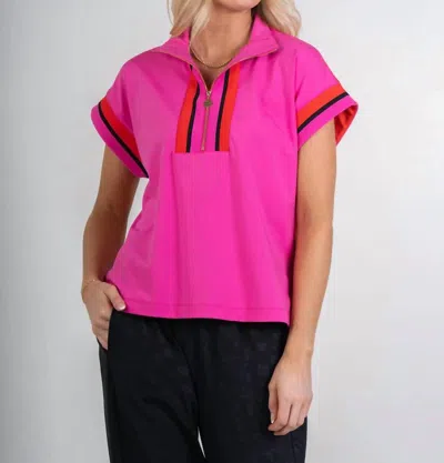 Emily Mccarthy Poppy Pullover Top In Berry Color Block In Multi