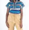 Emily Mccarthy Poppy Pullover Top In Ripple In Blue