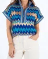Emily Mccarthy Poppy Pullover Top In Ripple In Blue