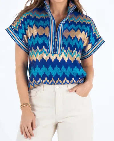 Emily Mccarthy Poppy Pullover Top In Ripple In Blue