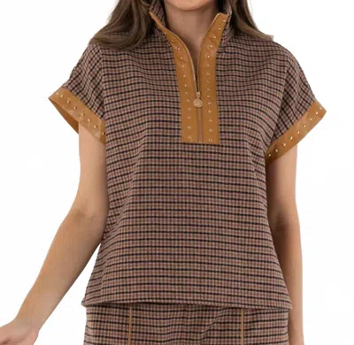 Emily Mccarthy Poppy Pullover Top In Tweed In Brown