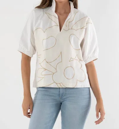 Emily Mccarthy Poppy Short Sleeve Top In Beige Bloom In Multi