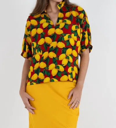 Emily Mccarthy Poppy Short Sleeve Top In Limoncello In Yellow