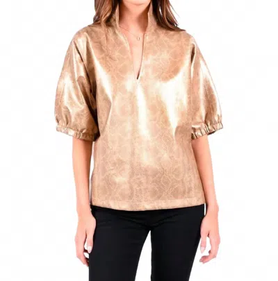 Emily Mccarthy Poppy Short Sleeve Top In Python In Brown