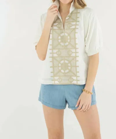 Emily Mccarthy Poppy Short Sleeve Top In Trellis In Multi