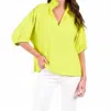 EMILY MCCARTHY POPPY TOP - CHARTREUSE CHEETAH