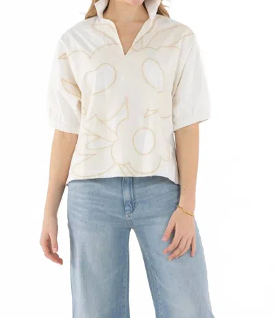 Emily Mccarthy Poppy Top In Beige Bloom In White