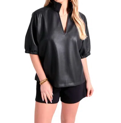 Emily Mccarthy Poppy Top In Black Vegan Leather In Multi