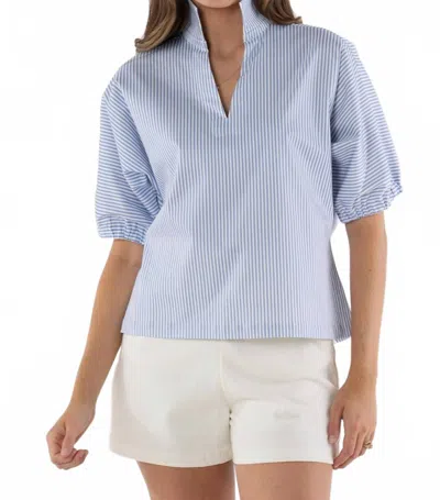Emily Mccarthy Poppy Top In Grapemist Stripe In Blue