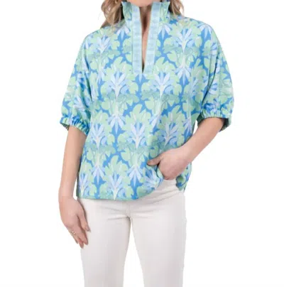 Emily Mccarthy Poppy Top In Lily Pad In Blue