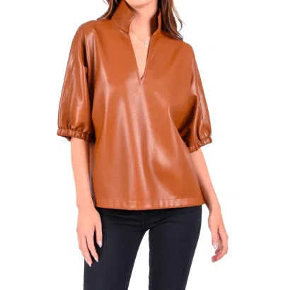 Emily Mccarthy Poppy Top In Luggage Vegan Leather In Brown