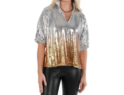 Emily Mccarthy Poppy Top In Ombre Sequins In Metallic