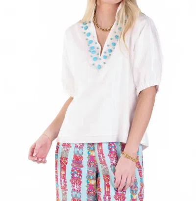 Emily Mccarthy Poppy Top In White Taffeta