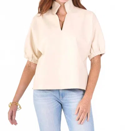 Emily Mccarthy Poppy Vegan Leather Top In Sandshell In Multi