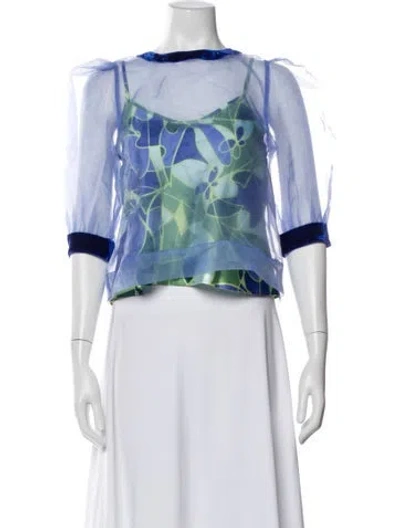 Pre-owned Emily Mccarthy Printed Crew Neck Top In Multi