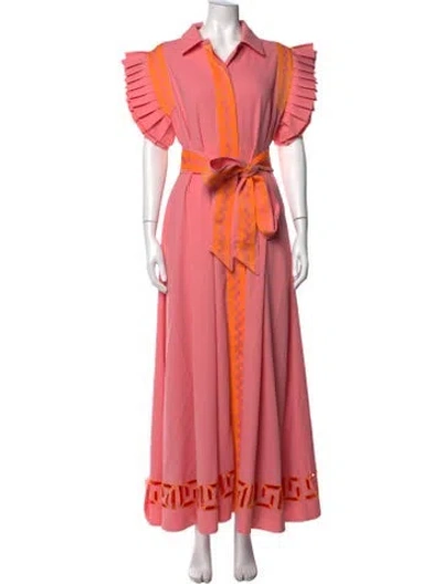 Pre-owned Emily Mccarthy Printed Long Dress W/ Tags In Pink