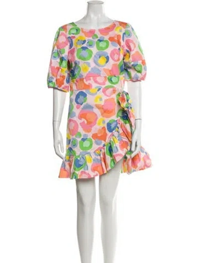 Pre-owned Emily Mccarthy Printed Mini Dress In Multi