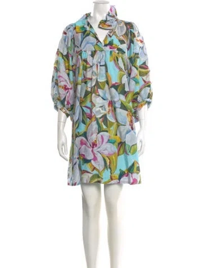 Pre-owned Emily Mccarthy Printed Mini Dress In Multi
