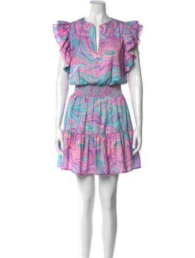 Pre-owned Emily Mccarthy Printed Mini Dress In Multi