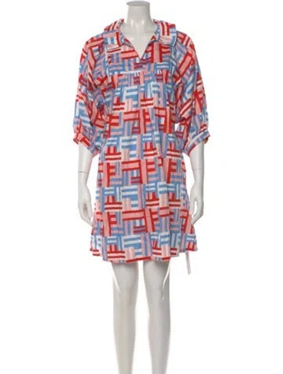 Pre-owned Emily Mccarthy Printed Mini Dress In Multi