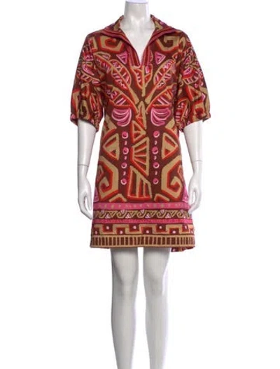 Pre-owned Emily Mccarthy Printed Mini Dress In Multi