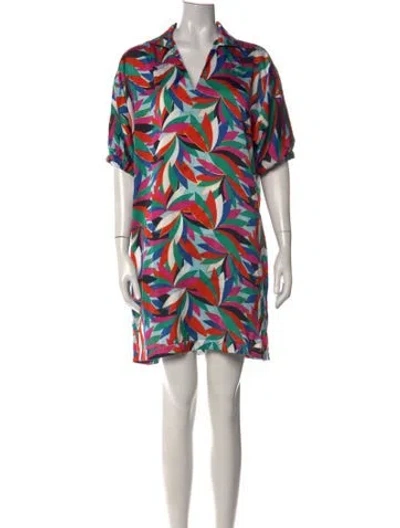 Pre-owned Emily Mccarthy Printed Mini Dress In Multicolor