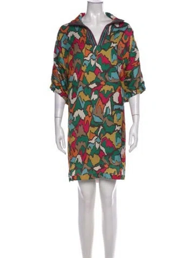 Pre-owned Emily Mccarthy Printed Mini Dress In Multicolor