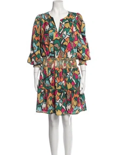 Pre-owned Emily Mccarthy Printed Mini Dress In Multicolor