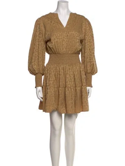 Pre-owned Emily Mccarthy Printed Mini Dress In Neutral