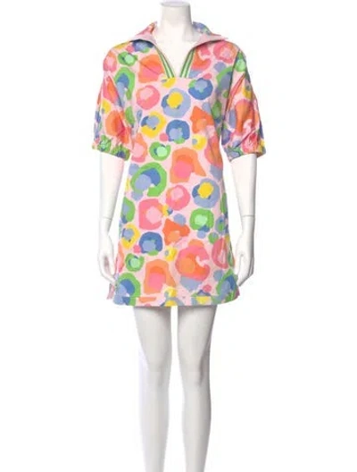 Pre-owned Emily Mccarthy Printed Mini Dress In Pink