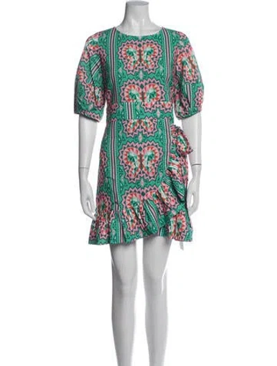 Pre-owned Emily Mccarthy Printed Mini Dress W/ Tags In Multi