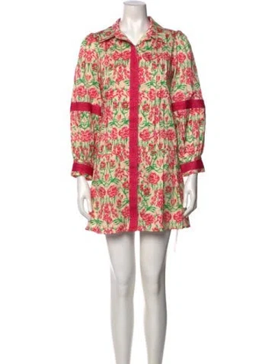Pre-owned Emily Mccarthy Printed Mini Dress W/ Tags In Pink