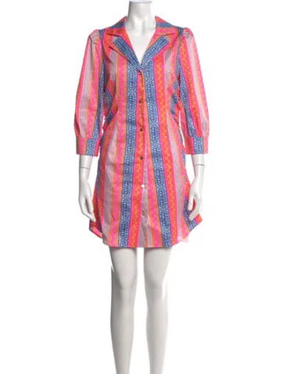 Pre-owned Emily Mccarthy Printed Mini Dress W/ Tags In Pink