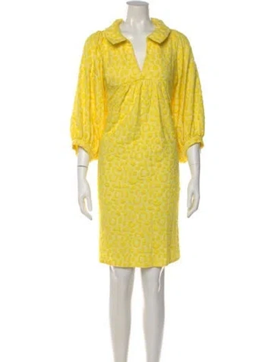 Pre-owned Emily Mccarthy Printed Mini Dress In Yellow