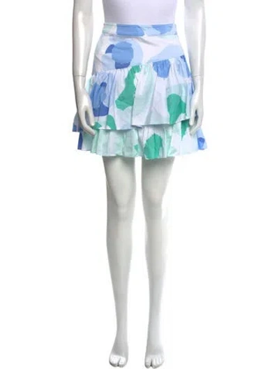 Pre-owned Emily Mccarthy Printed Mini Skirt In Blue