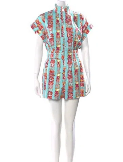 Pre-owned Emily Mccarthy Printed Romper In Multi