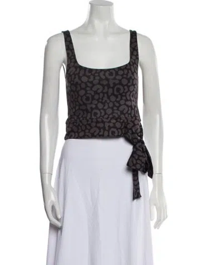 Pre-owned Emily Mccarthy Printed Square Neckline Crop Top In Multi