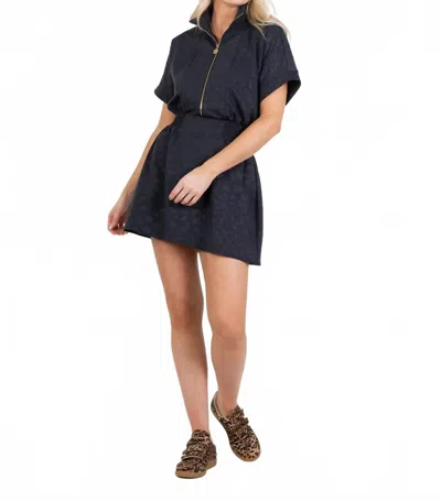 Emily Mccarthy Pullover Cheetah Dress In Midnight In Blue