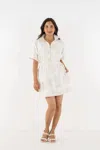 Emily Mccarthy Pullover Mini Dress In Blanc Petals In White