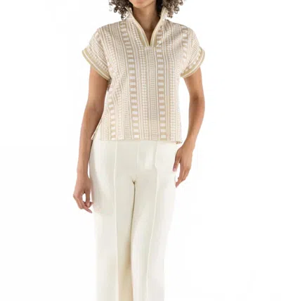 Emily Mccarthy Riviera Short Dolman Sleeves Top In Piazza Stripe In Neutral