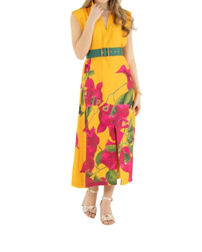 Emily Mccarthy Roma Midi Dress In Bougainvillea In Multi