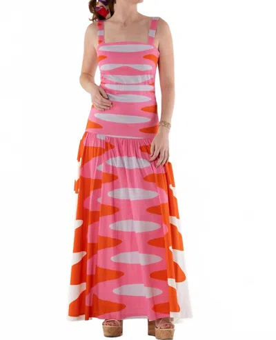 Emily Mccarthy Rosa Cotton Brigitte Dress In Multi In Red