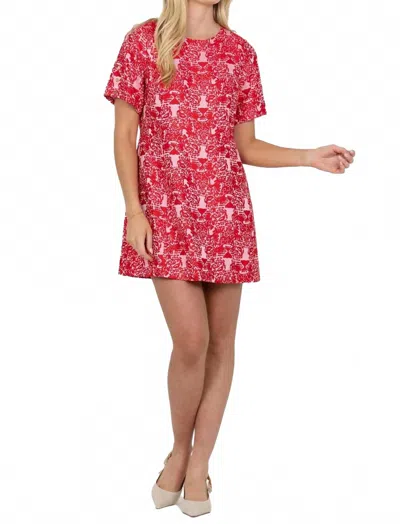 Emily Mccarthy Royale Shift Dress In Cheeky Cheetah In Red