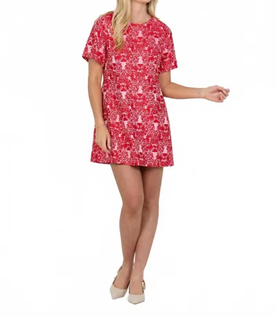 Emily Mccarthy Royale Shift Mini Dress In Cheeky Cheetah In Pink