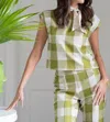 Emily Mccarthy Ruby Cropped Tank In Green Gingham In Green