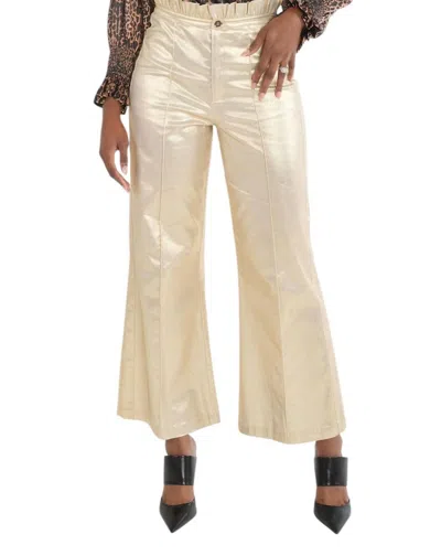 Emily Mccarthy Ruffle Flare Pant In Gold Rush In Neutral