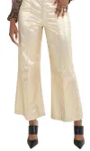 Emily Mccarthy Ruffle Flare Pant In Metallic Gold Cotton In Multi