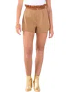 Emily Mccarthy Ruffle High Waist Short In Tan Ponte In Multi