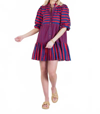 Emily Mccarthy Sadie Dress In Americano Stripe In Pink